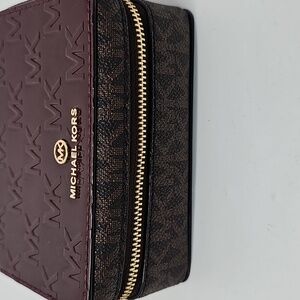 Michael Kors Burgundy and Brown Travel Bag